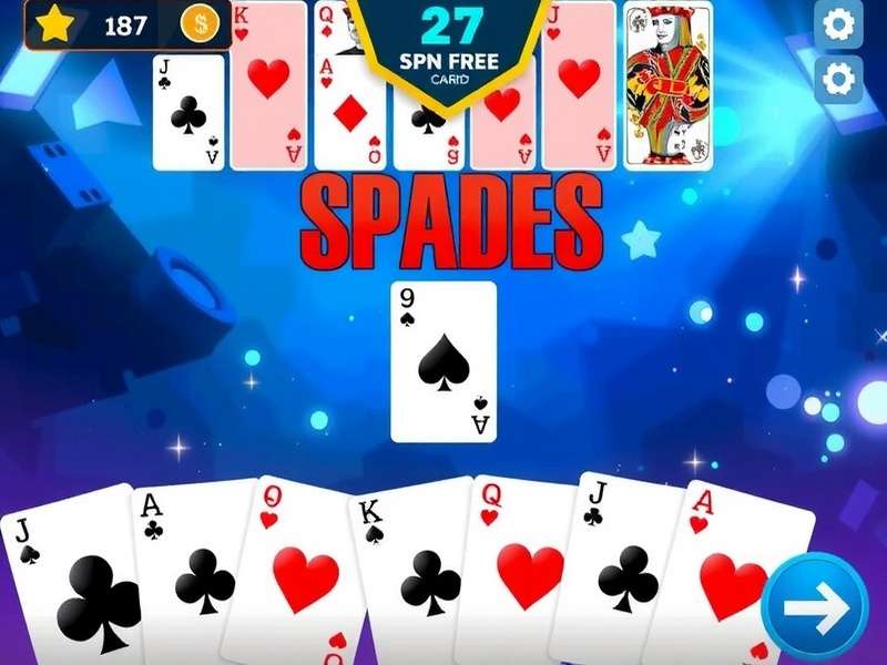 Spades Card Game Free – digital spades table with cards and chips